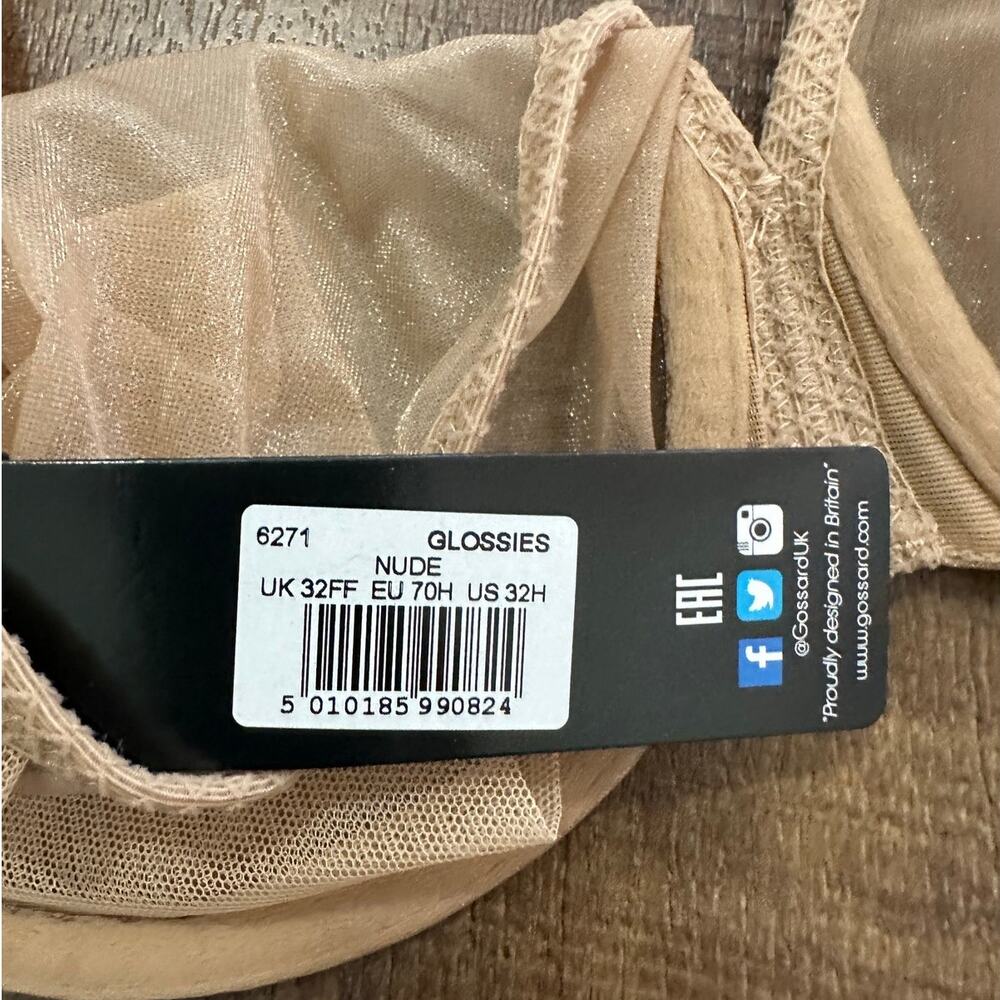 NWT Gossard Glossies Sheer Underwire Bra Nude Beige 32H - Picture 9 of 9
